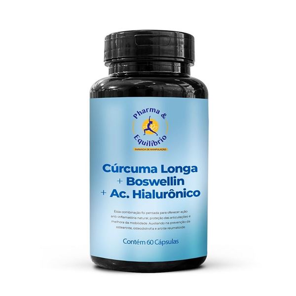 Cúrcuma longa + Boswellin + Ac. Hialurônico 60 Cápsulas